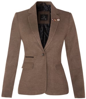 Damen-Tweed-Blazer im 1920er-Jahre-Stil mit Fischgrätenmuster in Hellbraun