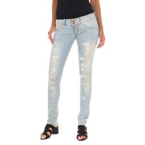 Lange Denim-Hose getragen und zerrissen Wirkung 10DB50130 Frau