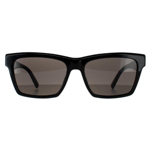 Saint Laurent Rechteck Unisex glänzend schwarz dunkelgrau Sonnenbrille