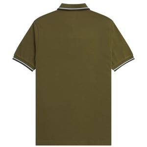 Fred Perry Braunes Polo-Shirt mit Twin Tipped Kragen in Dunkelgrün