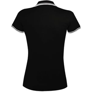 SOLS Womens/Ladies Pasadena Tipped Short Sleeve Pique Polo Shirt (Schwarz/Weiß)