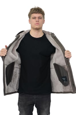 Herren-Parka-Mantel aus Schaffell mit Kapuze – Alafaya