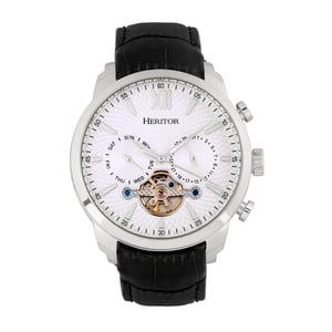 Heritor Automatik Arthur Semi-Skelett Lederarmbanduhr mit Tag/Datum