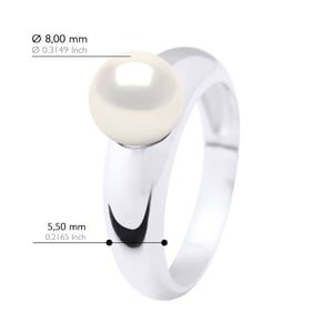 Armreifring – Weißgold – echte Süßwasser-Zuchtperle, rund 8–9 mm
