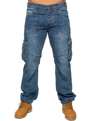 Enzo | Herren Combat Denim Jeans - Blau