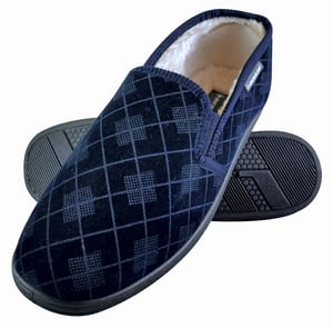 DUNLOP - HERREN PLÜSCHPELZ GEFÜTTERT MEMORY FOAM KARIERT MOKASSIN HAUSSCHUHE MIT HARTER SOHLE