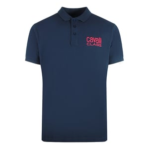 Cavalli Class Poloshirt mit auffälligem Logo in Marineblau