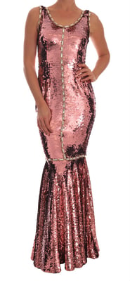 Dolce & Gabbana Robe fourreau rose pailletée et cristal pour femme