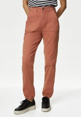 M&S Collection Damen Baumwollmischung Slim Fit Knöchel Grazer Jogger Ziegelrot