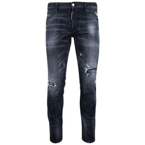 Dsquared2 – Entspannte schwarze Jeans mit verstarktem, langem Schritt und Rissen