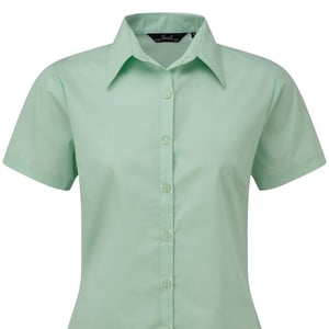 Premier Damen Kurzarm Popeline Bluse / Arbeitshemd (Wasserblau)