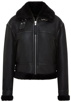 Schwarze Bomberjacke B3 aus Schaffell für Damen - Akiak