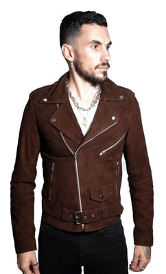Herren-Brando-Bikerjacke aus Ziegenveloursleder – Melbourne
