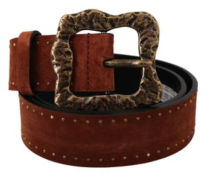 Dolce & Gabbana Ceinture baroque cloutée en cuir suédé marron pour homme