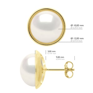 Ohrringe - Umgebung Sleek - Prestige - Gelbgold - Echte Süßwasser-Zuchtperlen Knopf 10-11 mm