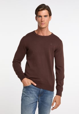 Dreimaster Basic Feinstrickpullover Herren Dunkelbraun