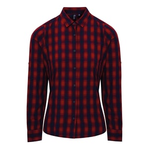 Premier - "Mulligan" Hemd für Damen Langärmlig (Rot/Marineblau)