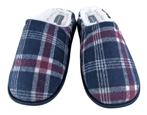 Dunlop - Mens Warm Plüsch Fleece gefüttert Schlupf auf Pantoffel kariert Hausschuhe