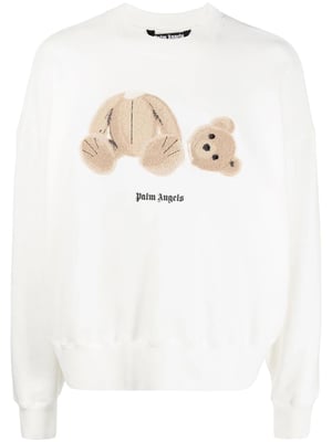 Palm Angels Bear Rundhals-Sweatshirt Weiß