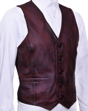 Hellbraune Lederweste, formelle traditionelle Gilet-Weste