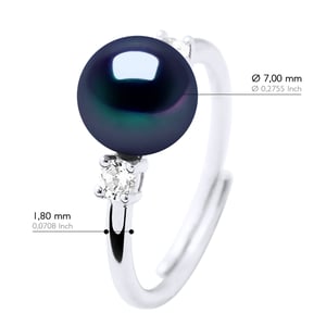 Ringschmuck - Echte Süßwasser-Zuchtperle, rund 7-8 mm