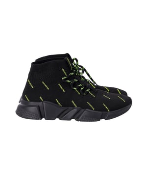Balenciaga Speed Lace-Up Sneakers mit Allover-Print aus schwarzem Polyester