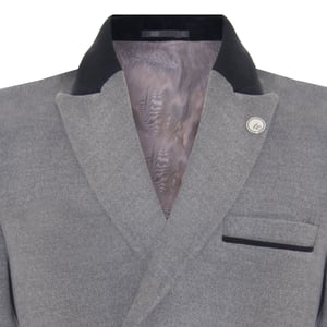 Herren 3/4 langer zweireihiger grauer Crombie-Mantel aus Wollmantel Peaky Blinders