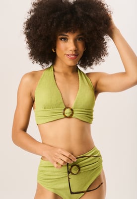 Strukturierte Unterhose mit hoher Taille und Ringgürtel-Detail