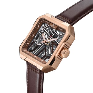 Montre squelette automatique Campbell avec bracelet en cuir Heritor