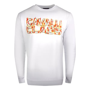 Cavalli Class Fire Logo Design Wei�es Sweatshirt