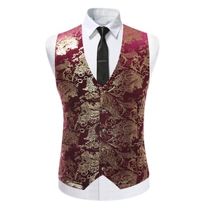 Einreihige Slim Fit Weste mit Print Kastanienbraun