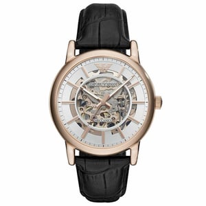 Emporio Armani AR60007 Automatische Herrenuhr aus schwarzem Leder