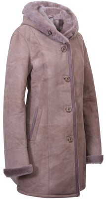 Damen-Parka-Mantel aus Wildleder und Merino-Schaffell-Tripoli