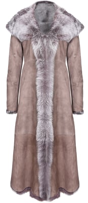 Langer Damen-Trenchcoat aus Toscana-Schaffell mit Kapuze – Donetsk