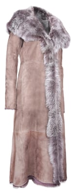 Langer Damen-Trenchcoat aus Toscana-Schaffell mit Kapuze – Donetsk