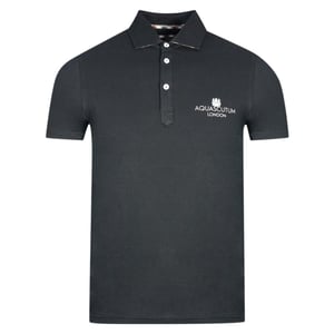 Aquascutum London Bold Logo Schwarzes Poloshirt