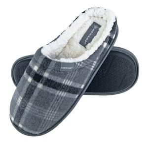 Dunlop - Mens Warm Plüsch Fleece gefüttert Schlupf auf Mule Checked Plaid Hausschuhe