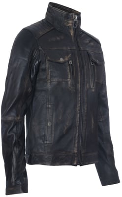 Biker-Motorradjacke aus Leder im Distressed-Look