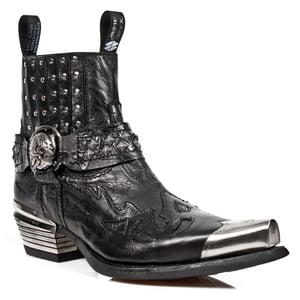 New Rock Gothic-Stiefel aus schwarzem Metall-7950P-S1
