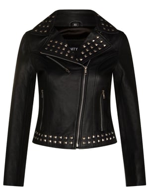 Damen Gothic Biker-Lederjacke mit Nieten-Bilbao