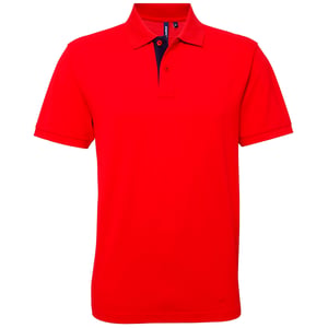 Asquith & Fox Herren Classic Fit Kontrast-Poloshirt (Rot/Navy)
