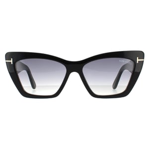 Tom Ford Cat Eye Womens Glänzend Schwarz Grau Rauch Gradient