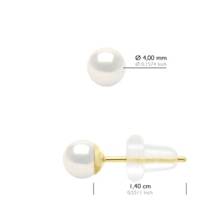 Ohrringe Gelbgold 750 - Echte Süßwasser-Zuchtperlen rund 4-5 mm