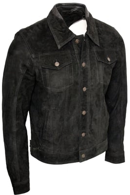 Trucker-Jeansjacke aus Ziegenwildleder
