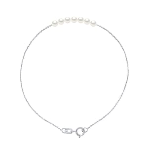 DIADEMA - Armband - 7 echte Süßwasserperlen - Kabelkette in Weißgold