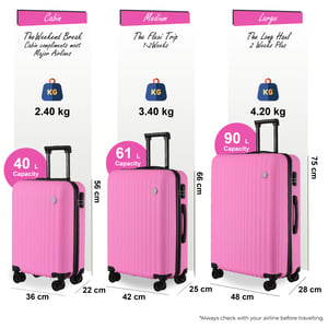 Hartschalen-Kofferset ABS Pink 8 Rollen Reisekoffer Urlaubstaschen