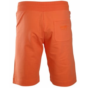 Orangefarbene Shorts mit Moschino-Logo und Tape-Beinen