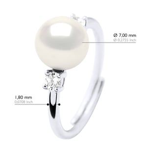Ringschmuck - Echte Süßwasser-Zuchtperle, rund 7-8 mm