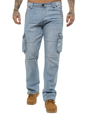 Enzo | Herren Cargo Combat Jeans - Hellblau