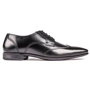 Herren Lambretta Blair Leder Flügelspitze Schuhe in Schwarz